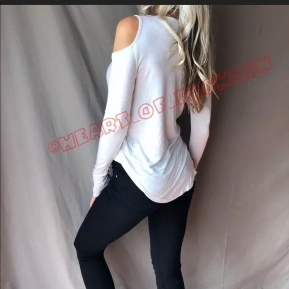 Cold Shoulder Strappy Long Sleeve Surplice Top - Picture 2 of 3
